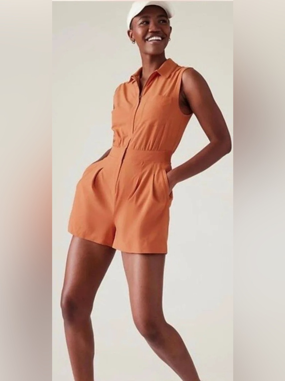 Athleta Brooklyn Romper in Vermilion